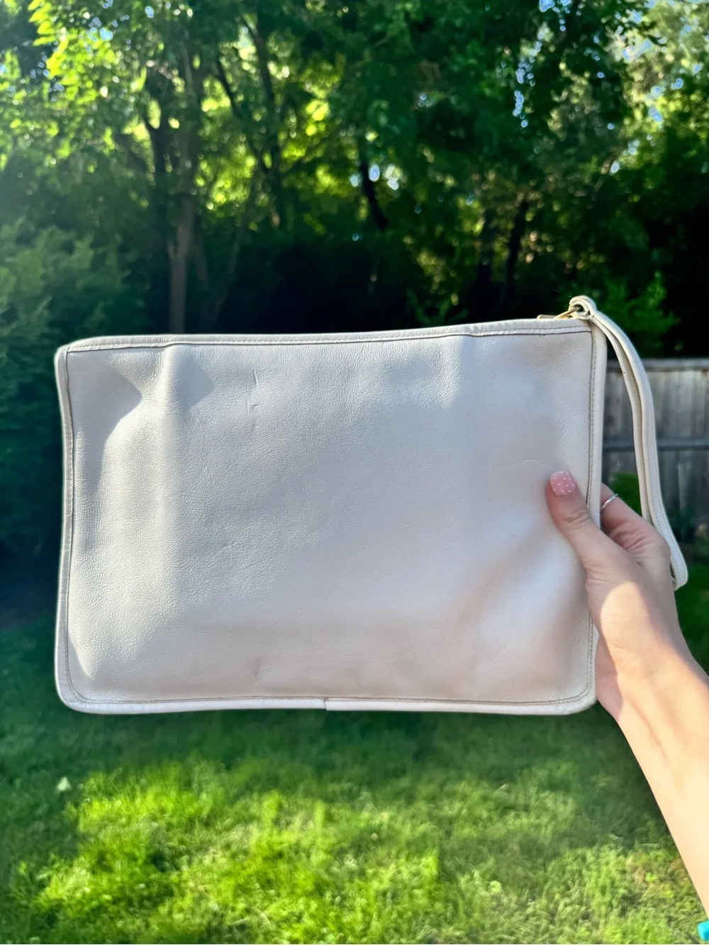Coach Vintage Large Slim Portfolio Zip Clutch Bag NYC in Bone #9555 HTF